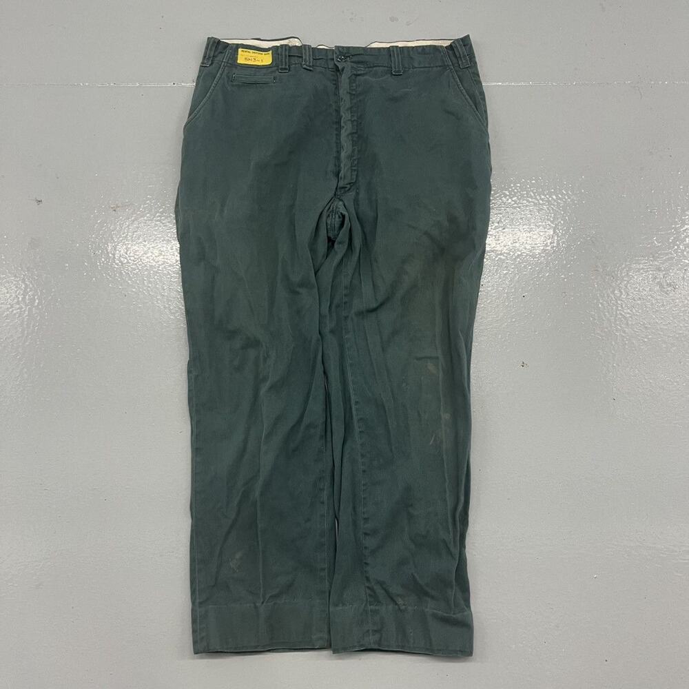 Vintage 60s Green Sanforized Workwear Cotton Chinos 38x28